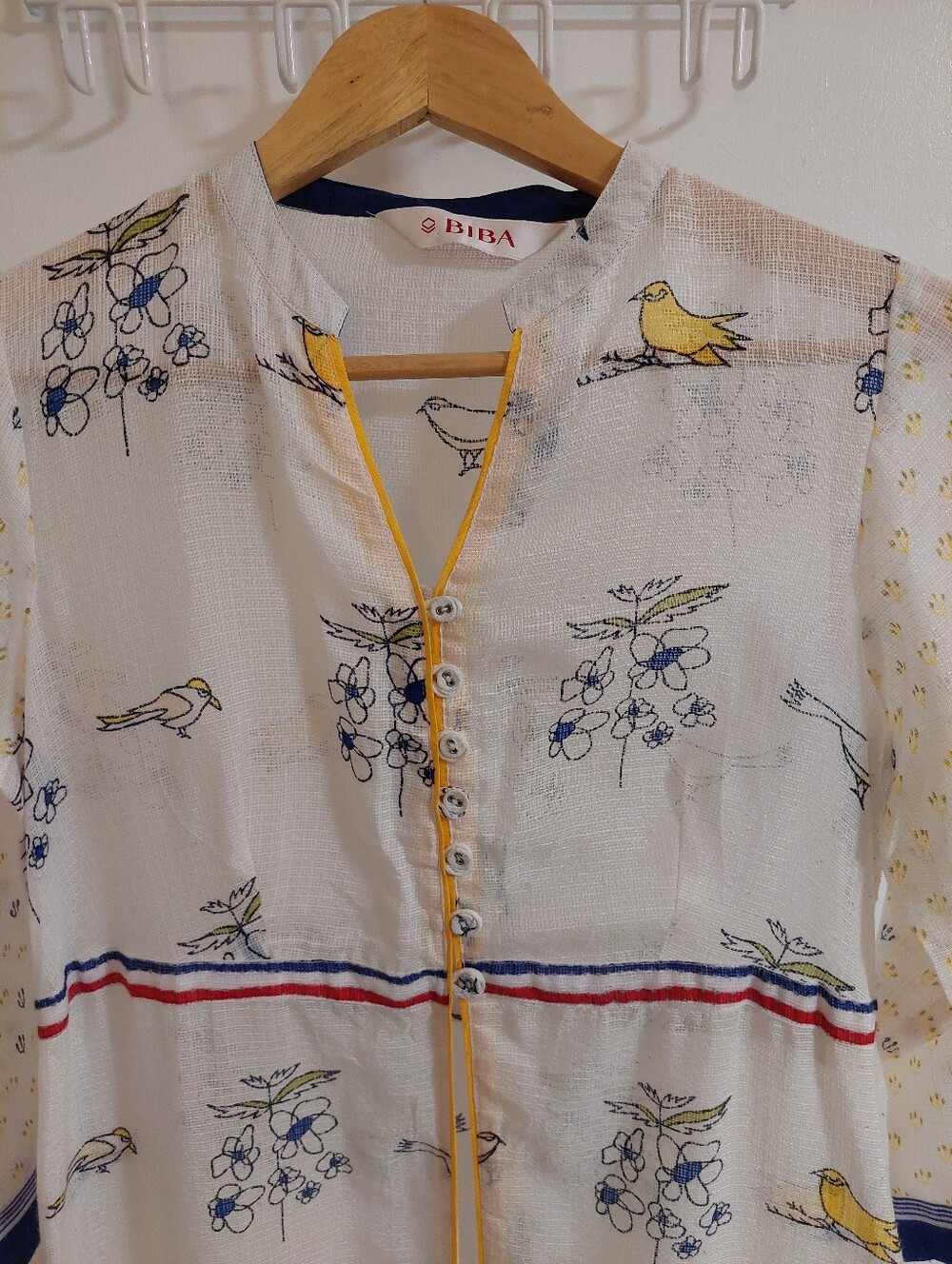 Biba pretty white and yellow layered kurta - Picture 6 of 9